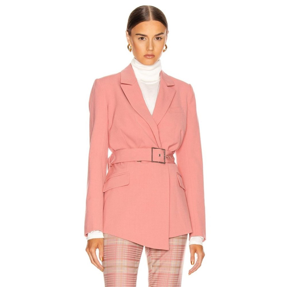 Jonathan Simkhai Asymmetric Wool-Blend Jacket Antique Rose Women's 2 NWT